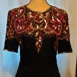 Vintage Beaded black Silk Laurence Karzar dress
